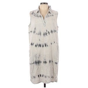 Velvet Heart 100% Tencel Grey Blue Tie-dyed Casual Dress Size L